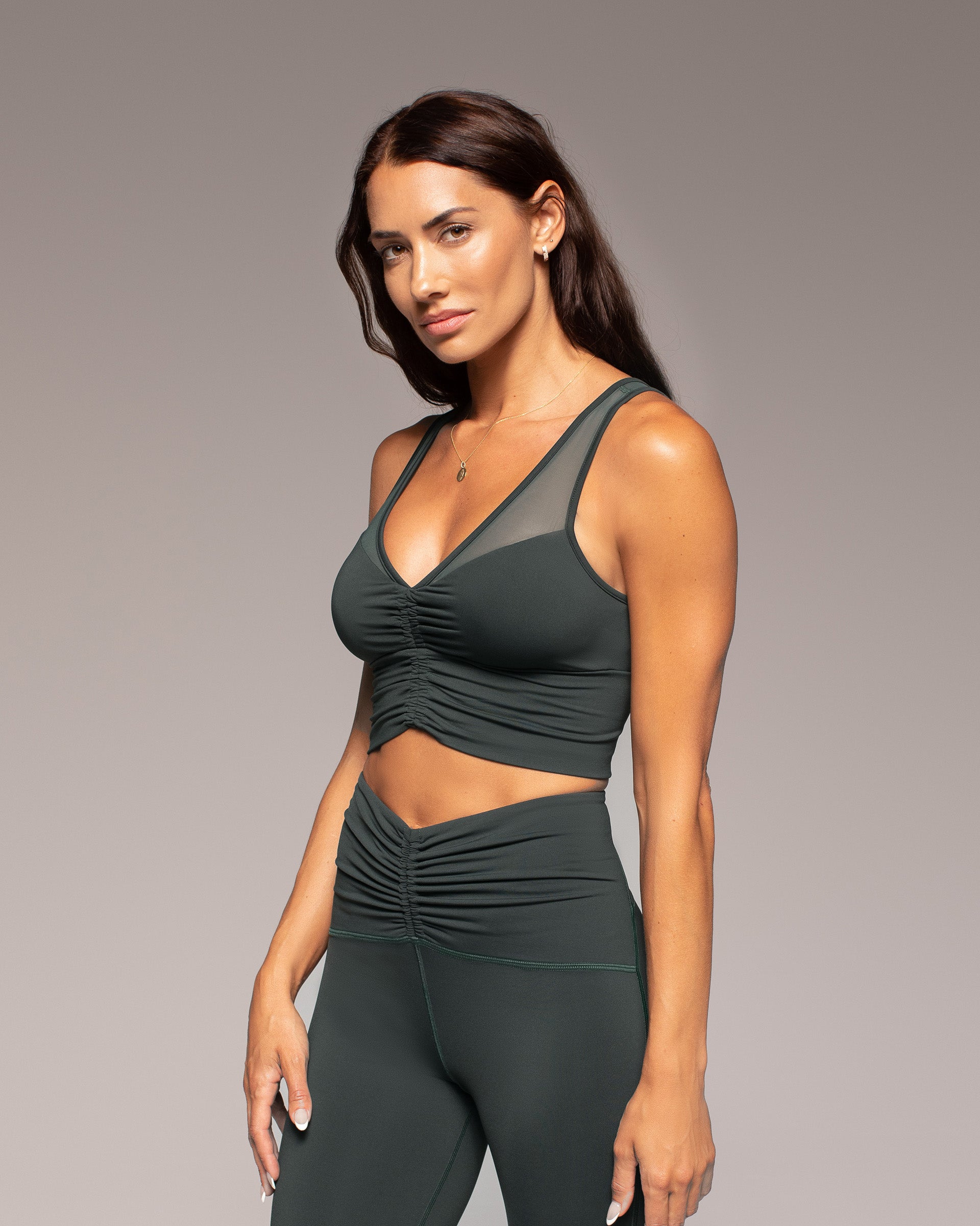 Palma Mesh Longline Bra - Forest