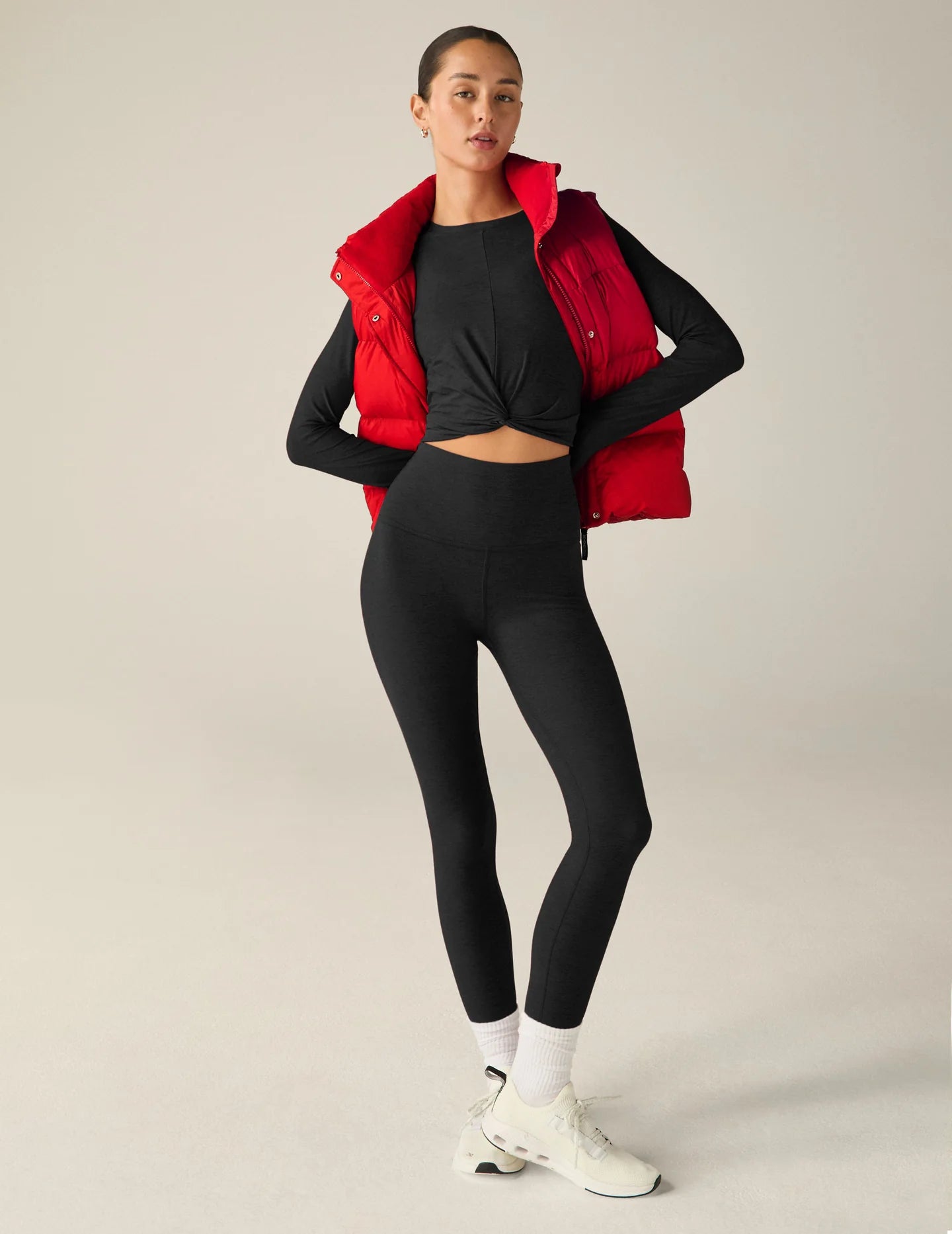 Big Cozy Zip/Button Puffer Vest - Ruby Red