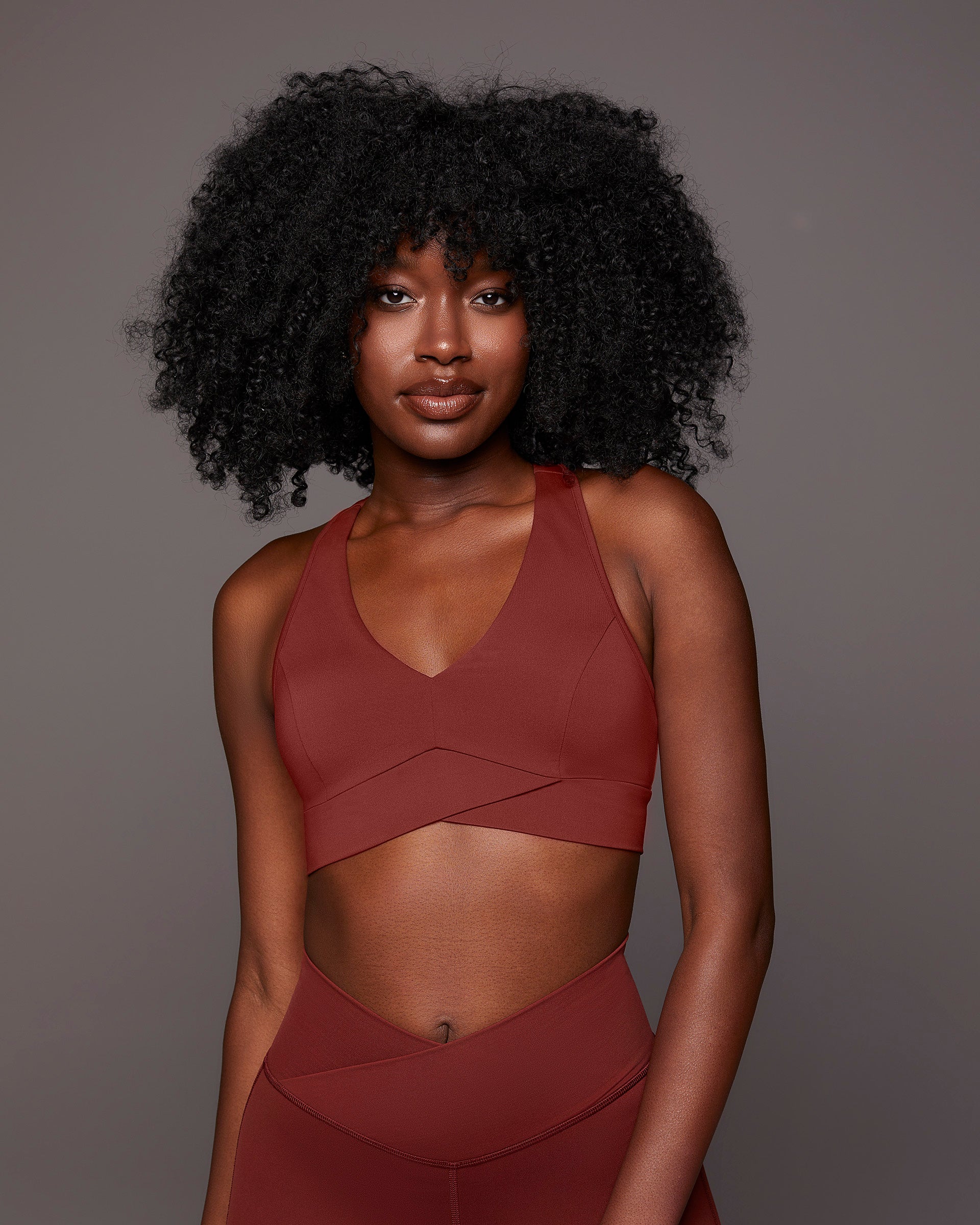 Ray V-Neck Longline Bra - Terracotta