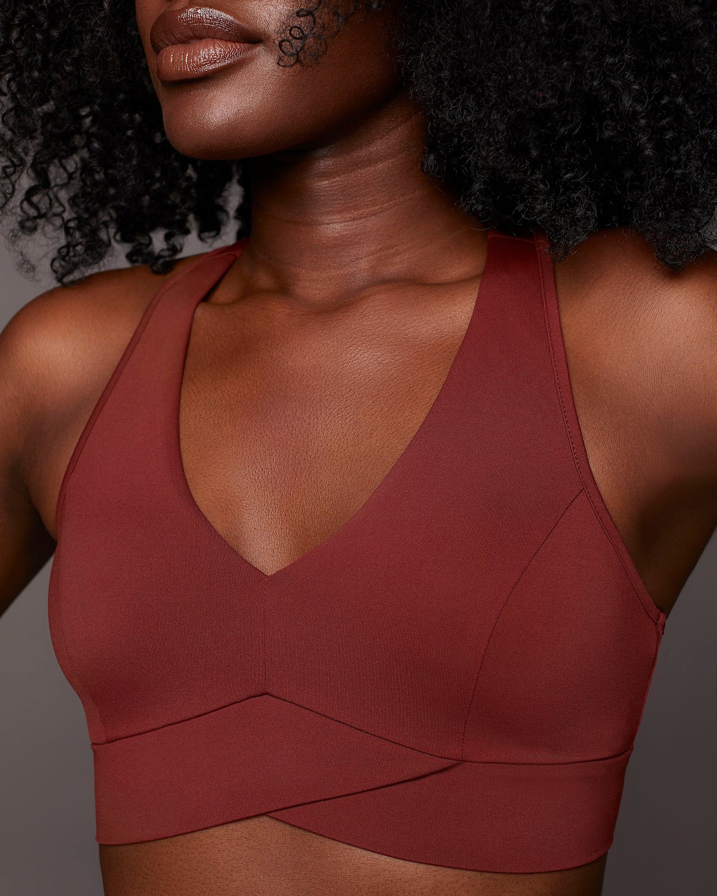 Ray V-Neck Longline Bra - Terracotta