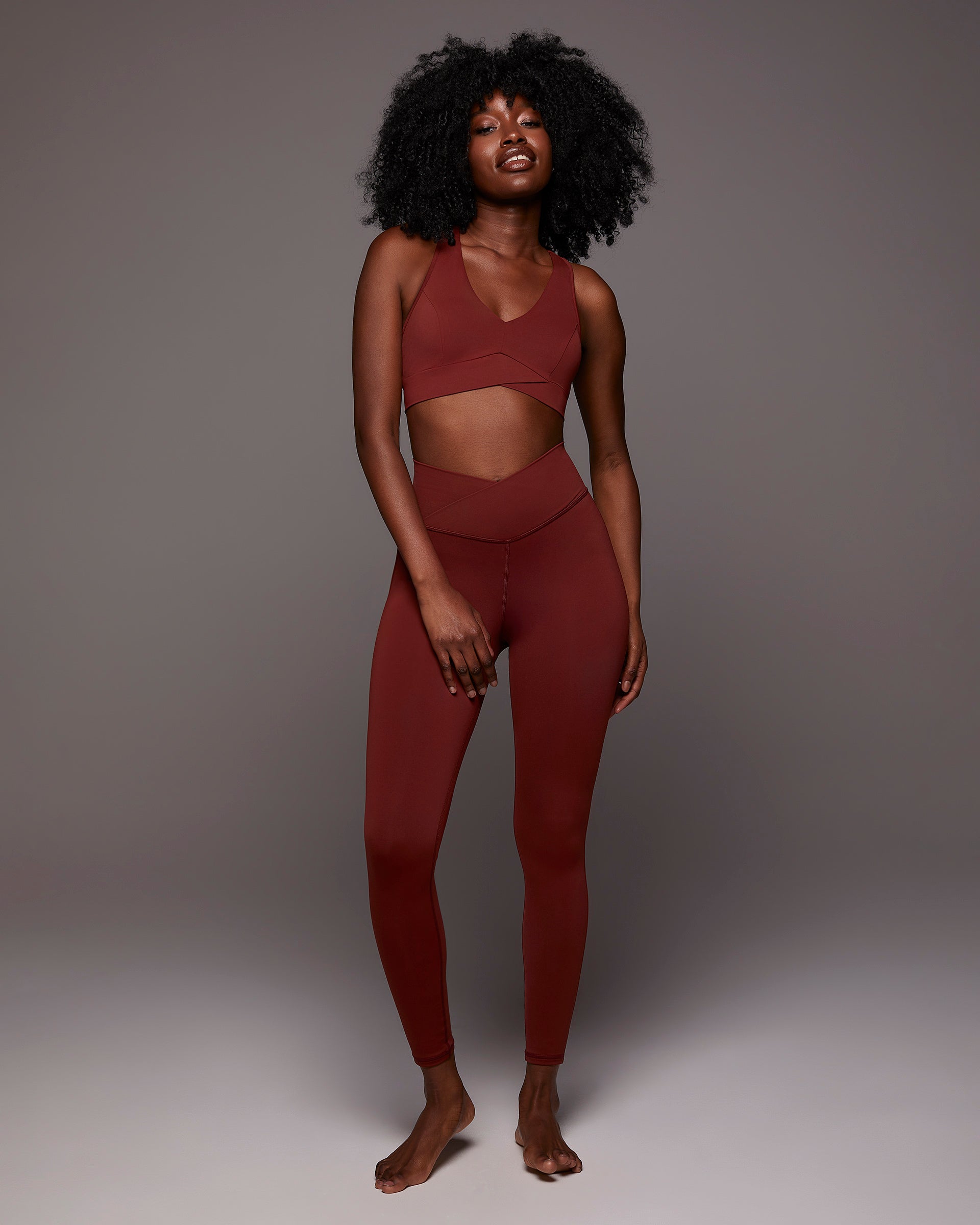 Ray V-Neck Longline Bra - Terracotta