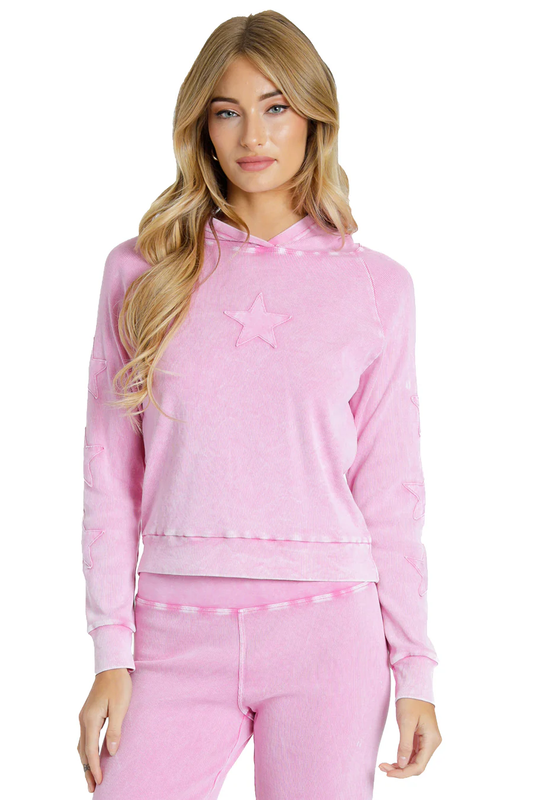 Raw Edge Star Cropped Hoodie - Mineral Light Pink | Evolve Fit Wear1