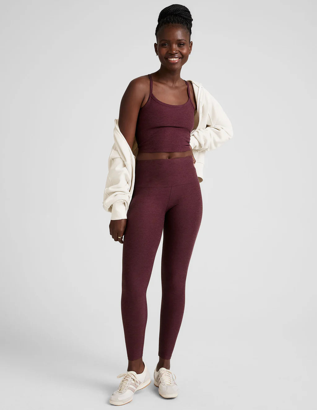 Spacedye Caught in the Midi High Waisted Leggings - Midnight Burgundy Heather