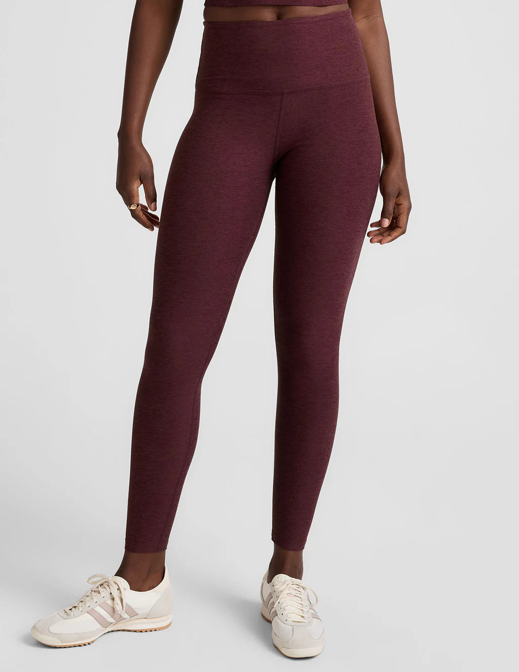Spacedye Caught in the Midi High Waisted Leggings - Midnight Burgundy Heather