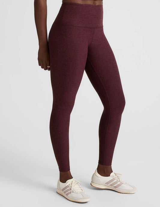Spacedye Caught in the Midi High Waisted Leggings - Midnight Burgundy Heather
