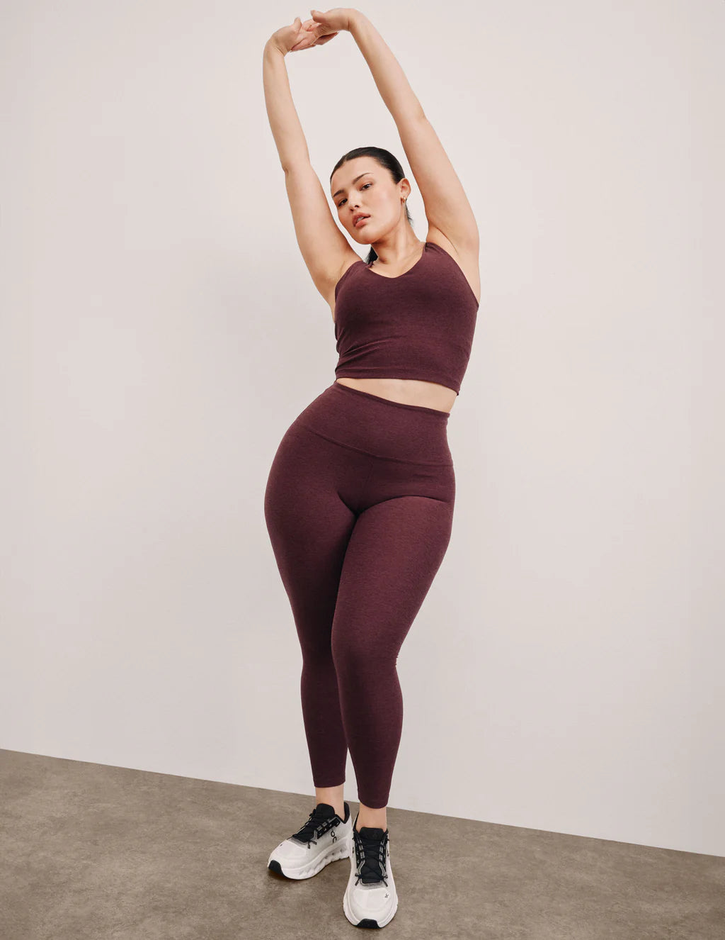 Spacedye Caught in the Midi High Waisted Leggings - Midnight Burgundy Heather