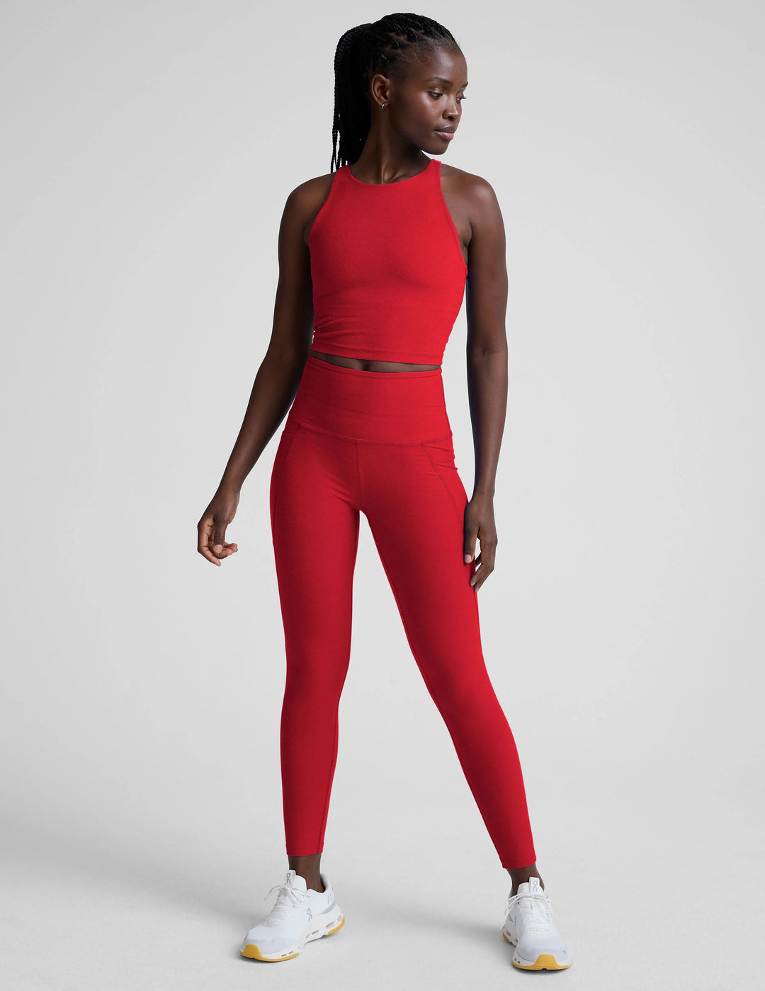 Spacedye Out Of Pocket High Waisted Capri Leggings - Red