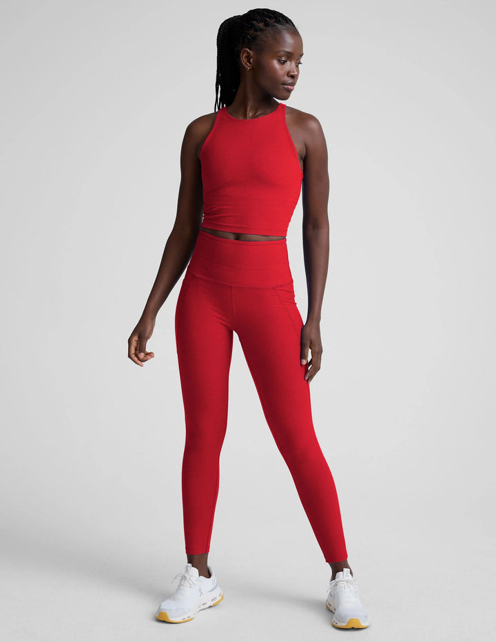 Spacedye Out Of Pocket High Waisted Capri Leggings - Red