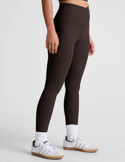 Spacedye At Your Leisure High Waisted Midi Leggings - Dark Chocolate Heather