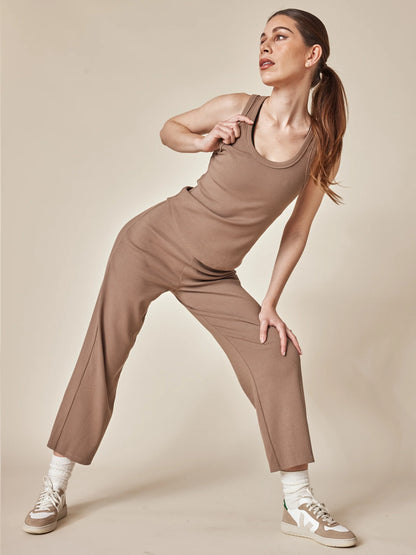 Serene Rib Relaxed Pants | Wide Leg - Pine Bark