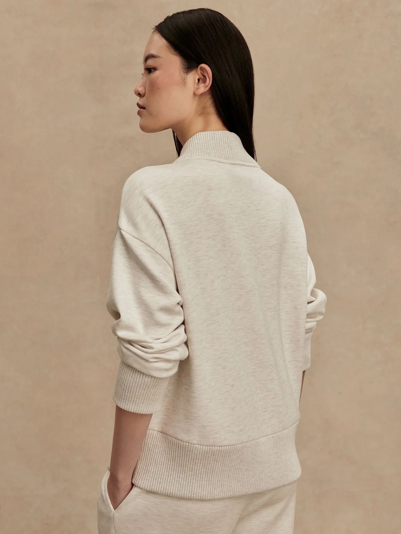 Sally Half Zip Pullover Sweatshirt - Ivory Marl | Evolve Fit Wear