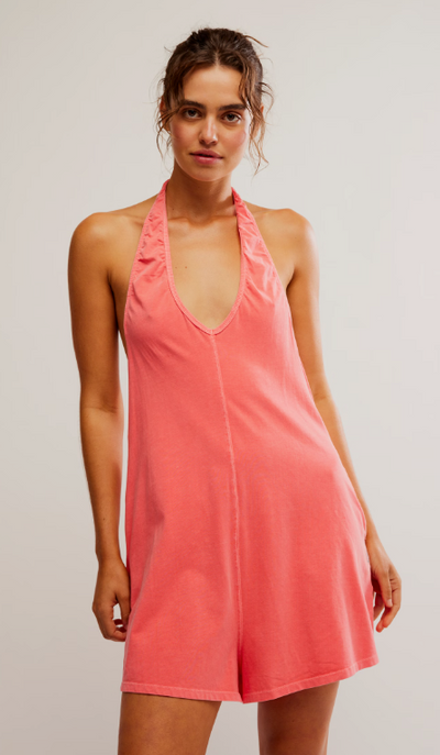 Free People Movement Hot Shot Halter Romper - Hibiscus