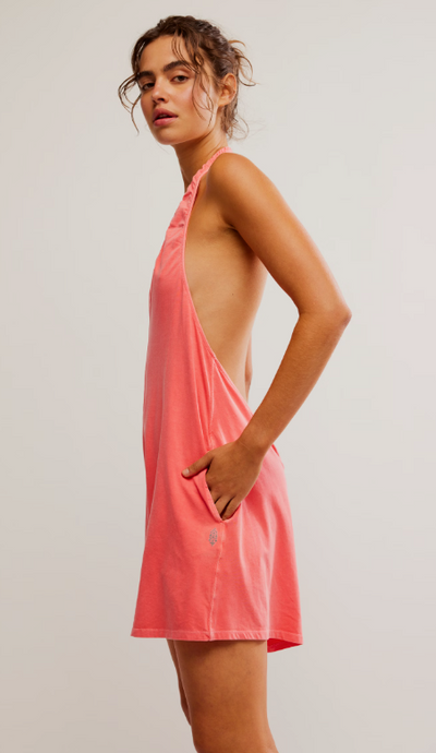 Free People Movement Hot Shot Halter Romper - Hibiscus