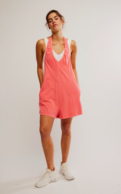 Free People Movement Hot Shot Halter Romper - Hibiscus