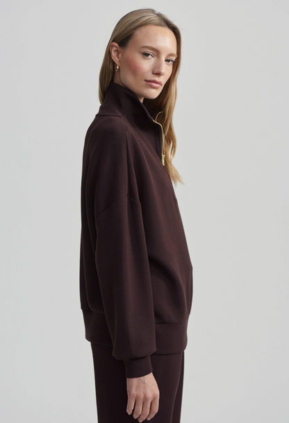 Hawley Half-Zip Sweat - Coffee Bean | Relaxed Fit Sweatshirt