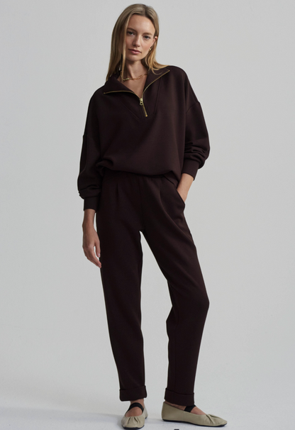 Hawley Half-Zip Sweat - Coffee Bean | Relaxed Fit Sweatshirt