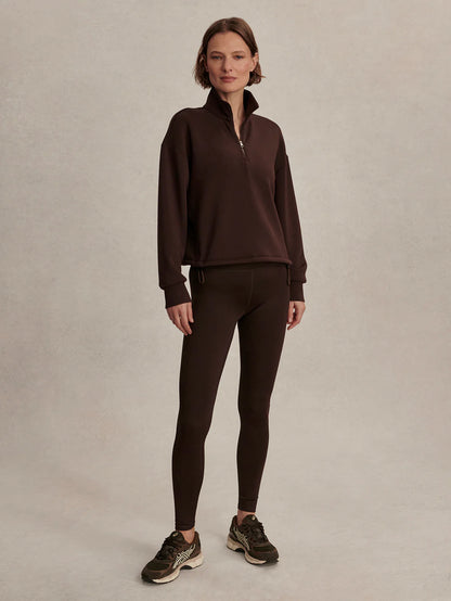 Sian Cropped Half Zip Pullover Sweatshirt - Coffee Bean | Evolve Fit Wear