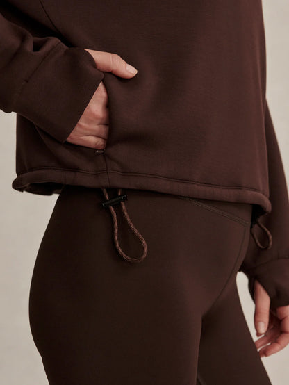 Sian Cropped Half Zip Pullover Sweatshirt - Coffee Bean | Evolve Fit Wear