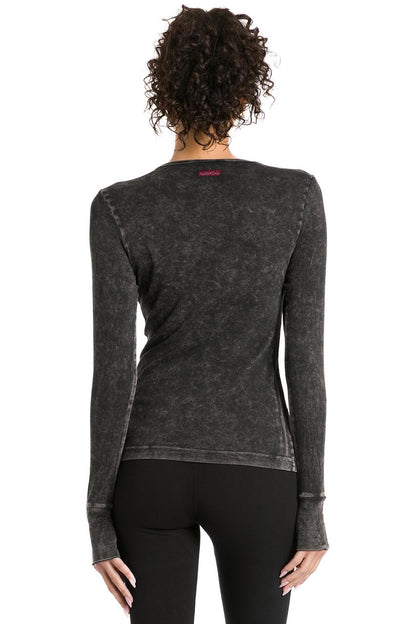 Sporty Thumbhole Long Sleeve Pullover Tee - Mineral Black | Evolve Fit Wear2