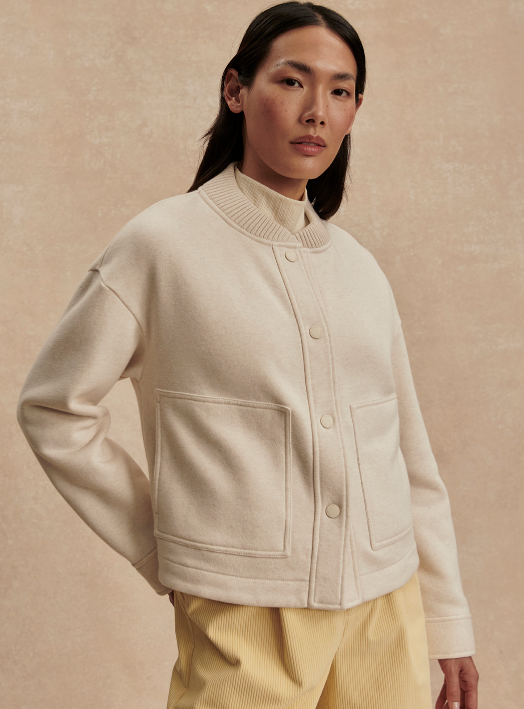 The Varley Khai Snap Front Cropped Jacket – Birch Marl | Evolve Fit Wear