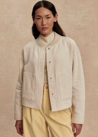 The Varley Khai Snap Front Cropped Jacket – Birch Marl | Evolve Fit Wear