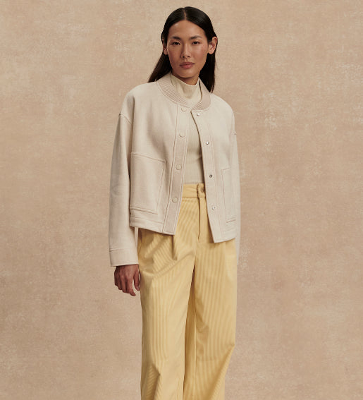 The Varley Khai Snap Front Cropped Jacket – Birch Marl | Evolve Fit Wear