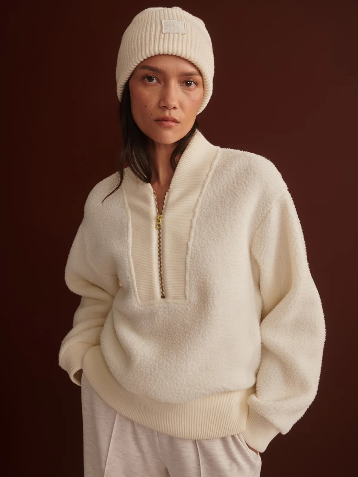 Varley Mumford Half Zip Fleece Pullover - Egret | Evolve Fit Wear