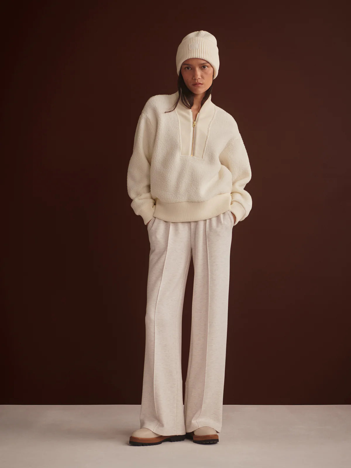 Varley Mumford Half Zip Fleece Pullover - Egret | Evolve Fit Wear