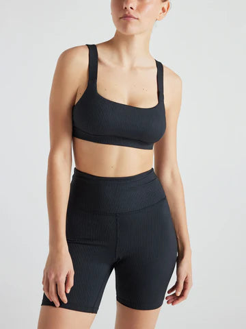 Renew Rib Square Neck Bra - Black- (FINAL SALE)