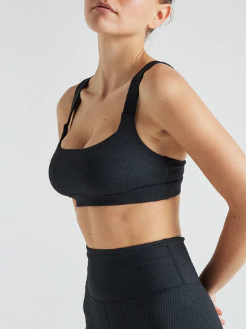 Renew Rib Square Neck Bra - Black- (FINAL SALE)