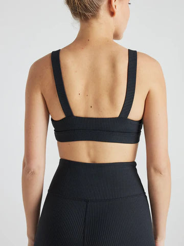Renew Rib Square Neck Bra - Black- (FINAL SALE)