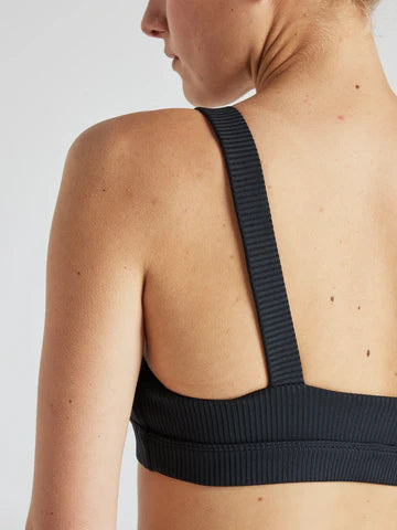 Renew Rib Square Neck Bra - Black- (FINAL SALE)