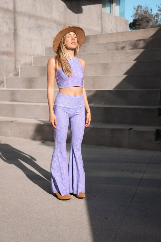Lilac Snake Crop Bell Bottom ♡ | WithLove | Evolve Fit Wear
