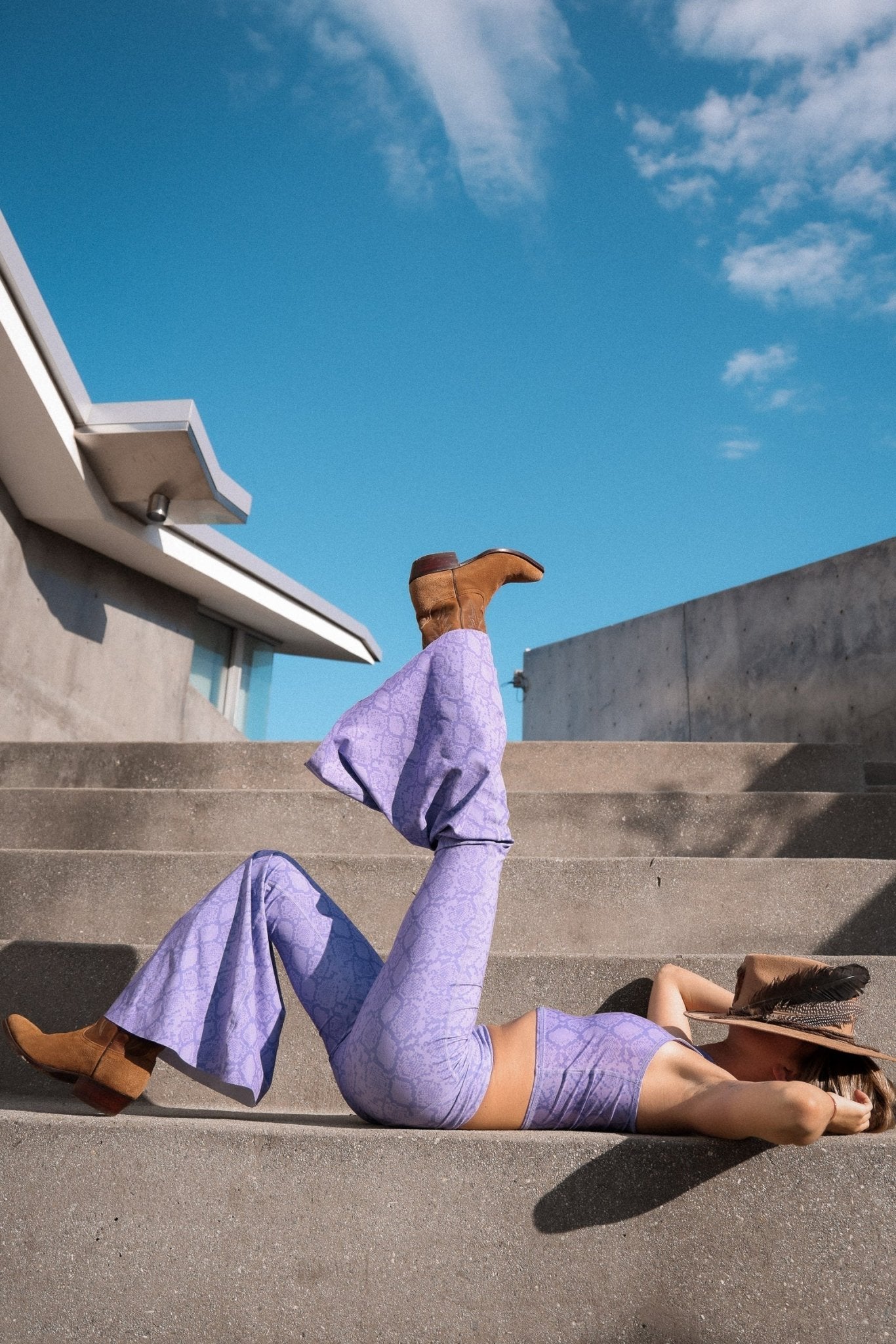 Lilac Snake Crop Bell Bottom ♡ | WithLove | Evolve Fit Wear