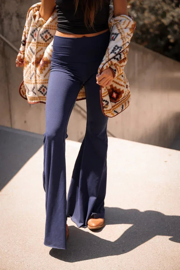 WithLoveSolidNavyLongBellBottomFront - Evolve Fit Wear - WithLoveSolidNavyLongBellBottomFront