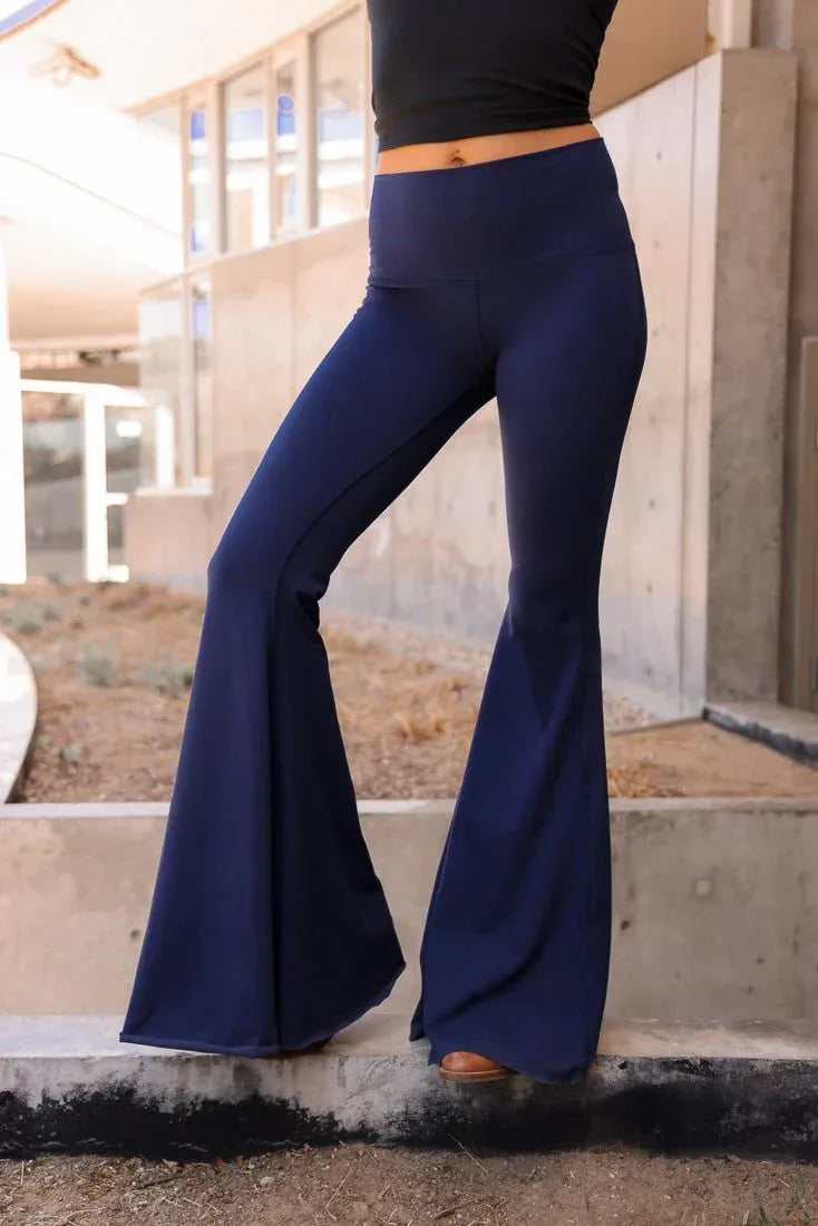 WithLoveSolidNavyLongBellBottomFront3jpg - Evolve Fit Wear - WithLoveSolidNavyLongBellBottomFront3jpg