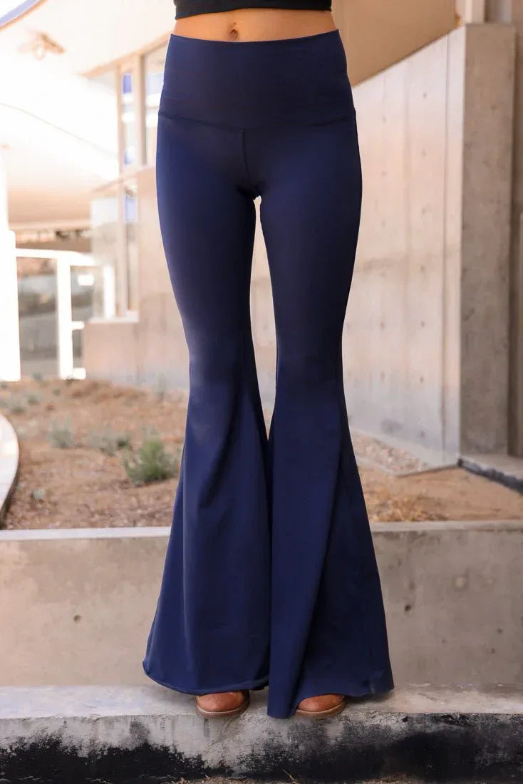 WithLoveSolidNavyLongBellBottomFrontdetail - Evolve Fit Wear - WithLoveSolidNavyLongBellBottomFrontdetail