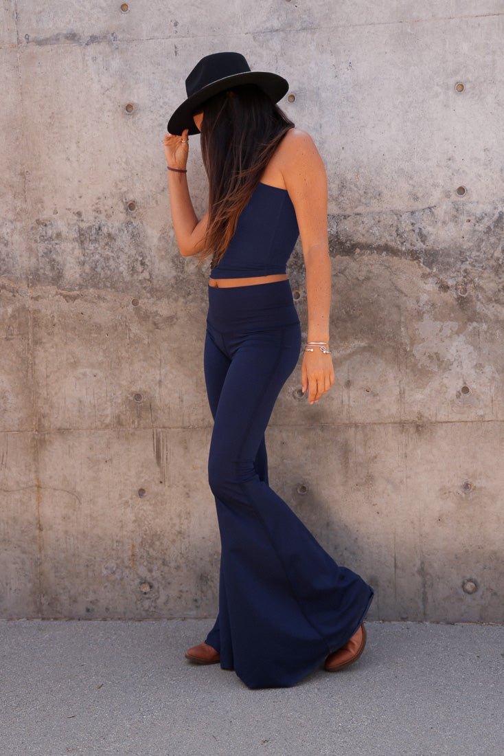 Solid Navy Long Bell Bottom ♡ | WithLove | Evolve Fit Wear