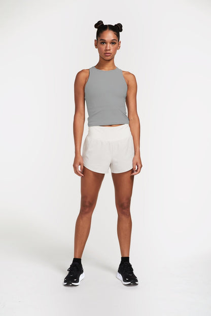 ALRN Ribbed Crop Top with Sculpted Fit - Shale | ALWRLD | Evolve Fit Wear