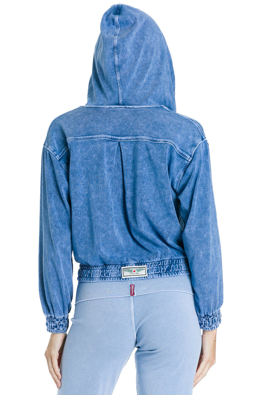 Sporty Cropped Zip Up Hoodie - Mineral Light Blue