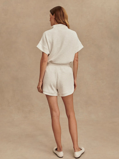 Ollie High Rise Shorts For Activewear - Ivory Marl