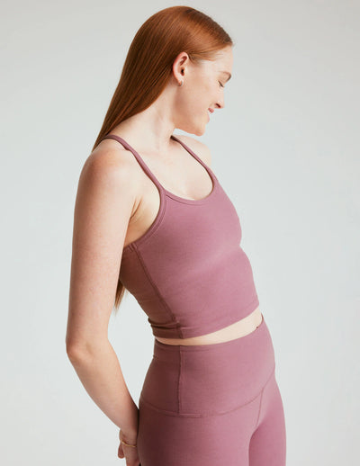 Beyond Yoga Slim Racerback Cropped Tank - Orchid Blossom Heather