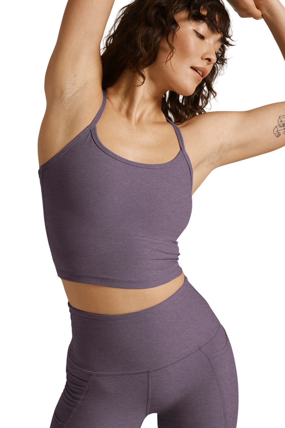 Beyond Yoga Slim Racerback Cropped Tank - Purple Haze Heather