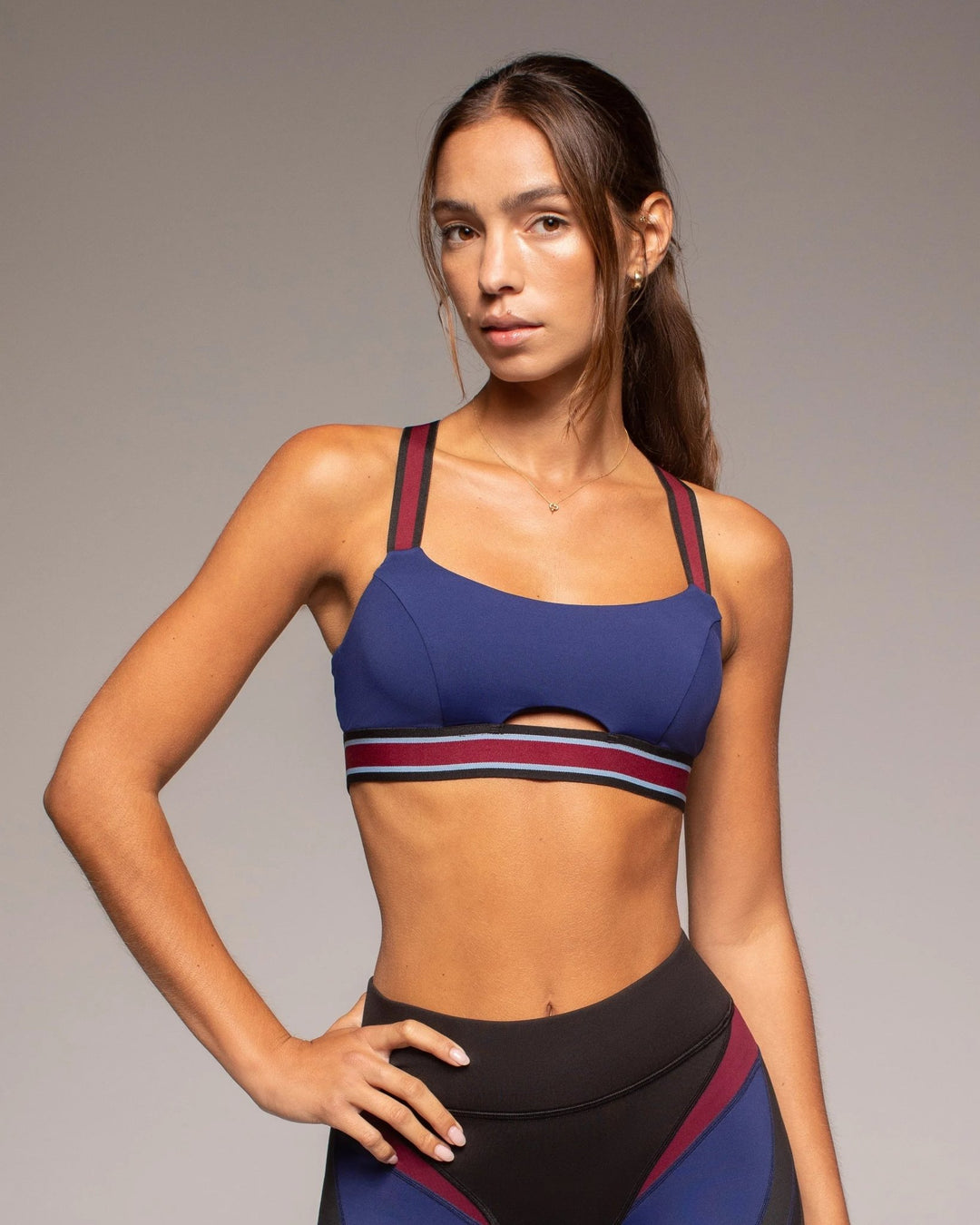 Michi Pulse Medium-Support Sports Bra - Midnight Rouge - Front View