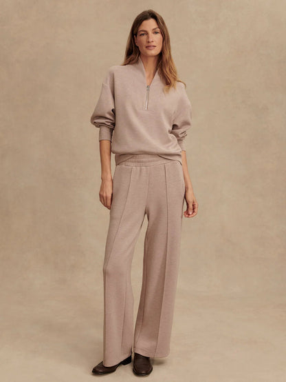 Davidson Sweat - Taupe Marl | Half Zip Relaxed Fit Sweatshirt | Varley | Evolve Fit Wear