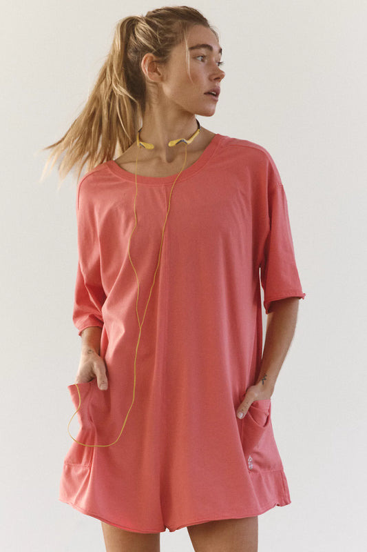 Hot Shot Tee Romper - Hibiscus