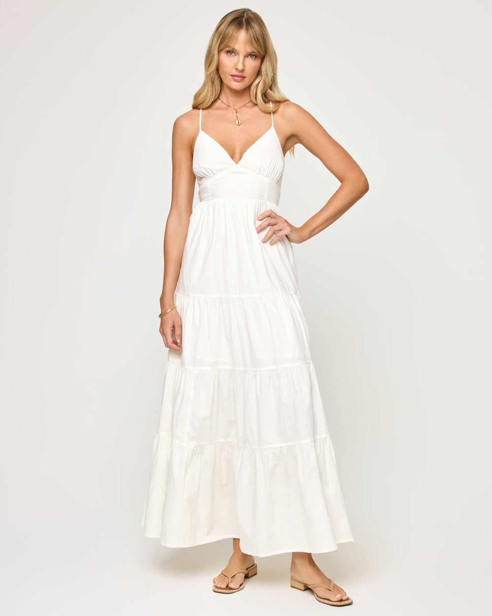 L*Space Laina Dress - Cream - FINAL SALE (Limited Stock) Front View—Hand on hip