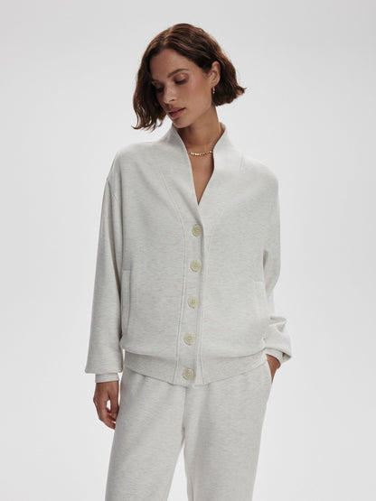Varley Celeste Button Through Sweat - Ivory Marl | Varley | Evolve Fit Wear