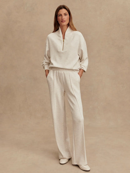 Wide Leg Pants 28 - Ivory Marl | High-waisted