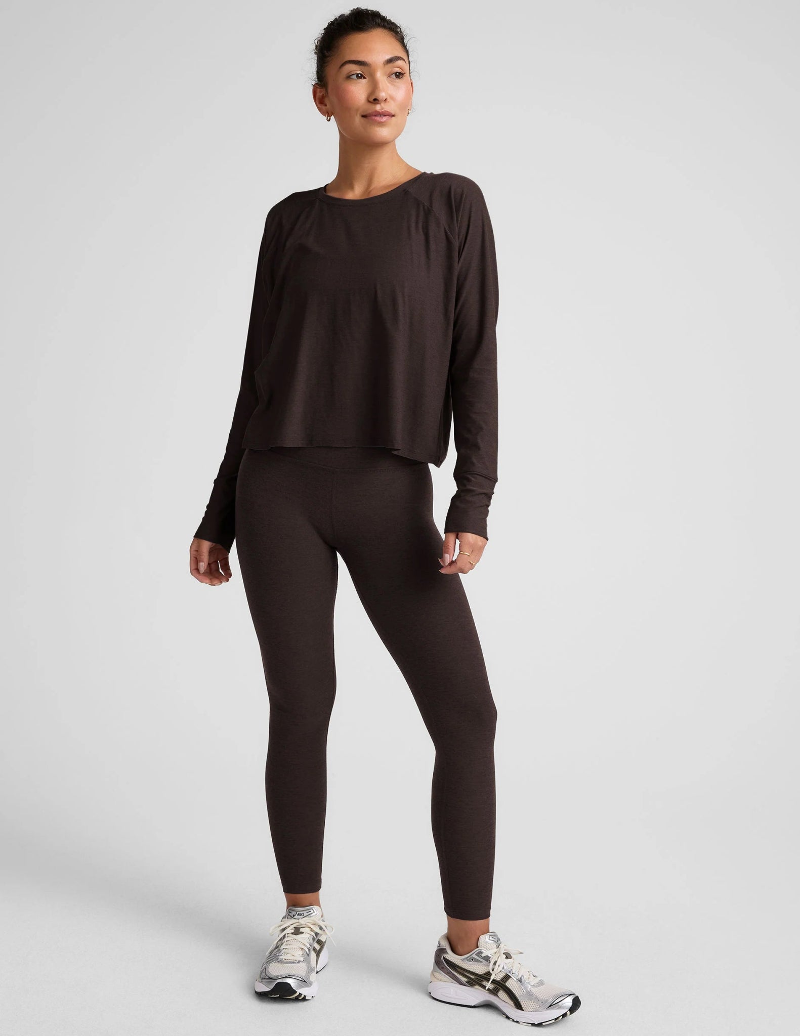 Featherweight Daydreamer Pullover - Dark Chocolate Heather | Beyond Yoga | Evolve Fit Wear
